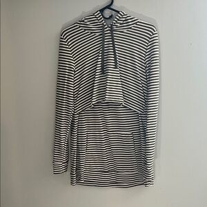 Latched Mama Gray and White Striped Hoodie